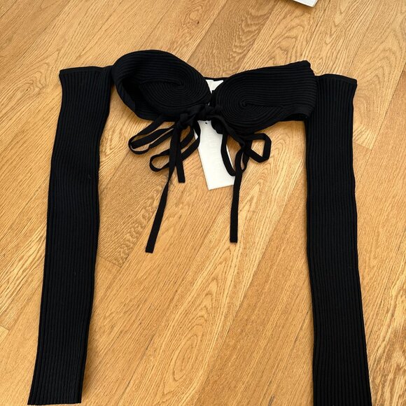 NWT Dion Lee Lustrate Bralette Spiral Rib Knit Strappy Halter Neck Off Shoulder - Picture 6 of 10